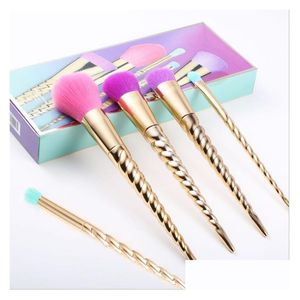 Makeup Brushes Tar Sets Cosmetics Brush 5 Bright Color Rose Gold Spiral Shank Make-Up Screw Tools Drop Delivery Health Beauty Accesso Dhltm