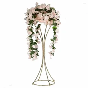 Dekorativa plattor 20st vaser Guldblommestativ 60/80/100 cm Metal Road Lead Wedding Centerpiece Flowers Rack för evenemangsfest hem