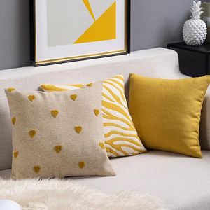 Pillow Yellow Woven Stripe Cotton Zebra Pattern Cover Nordic Style Geometric Pillowcase Sofa Car Office Chair Lumbar