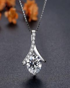 necklaceS925 Korean versatile micro set Zircon Pendant Necklace women039s Sterling Silver clavicle chain1205296