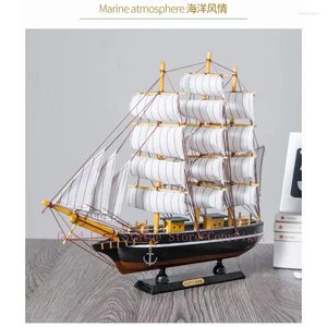 Декоративные фигурки Top Cool Home Office Company Company Business Ornament Все идет гладко талисман Wood Sailboat Feng Shui Art