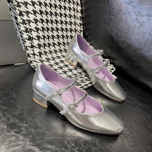 Elbise Ayakkabı Retro Kadınlar Mary Jane Gümüş Platform Heels Sandallar Ladies Toe Toe 2024 Kısa Pompalar Kayışlar Lolita Yaz 3cm African Spr