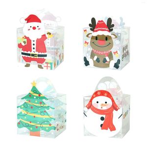 Present Wrap Transparent PVC Box Santa Claus Xma Tree Christmas Apple Candy Bag 2024 Year Party Kids Packaging Decor