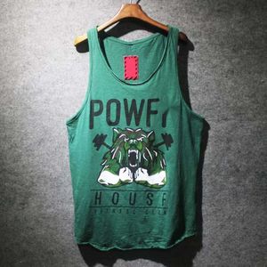 2024 Summer New Dark Green Tank Top for Men and Youth with Alphabet Print Beach Tank Top Sports Sleeveless Strap Top