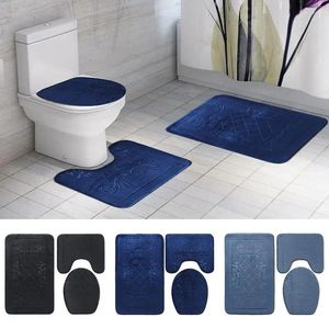 Tapetes de banho Conjunto de 3 banheiros do tipo Sponge Material Madred Macio Non Slip U Tamanho da forma Atraente com poeira e absorção de água