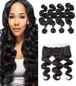 Ishow 10A Brazilian Virgin Human Hair Products Body Wave 4Bundles with 134 Lace Frontal for Women Gilrs All Ages Peruvian Natural1145738