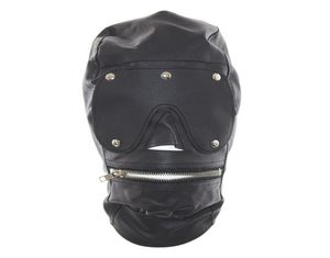 Top Grade PU Leather Full Face Mask With Zipper Muzzle Open Slave Zipper Mouth Fully Enclosed Headgear Hood For Role Play Sexy A9611729