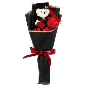 Dekorativa blommor Plush Flower Graduation Bouquet Banket Small Fylld djurduk Unika dekor bröllopspresent till gäster