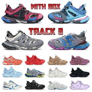 Designer Track 3 3.0 Womens Herren Kleidschuhe All Black White Pink Blue Braun Lila Großvater Daddy Track Runners Luxusmarke Ferse Frau Sneakers Dghate