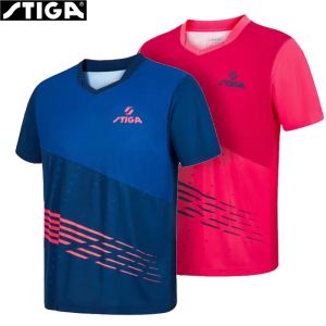 Dresses Stiga Table Tennis Shirt Men Women Short Sleeve Workout Jersey Quick Dry Ping Pong Tshirt with Comfy