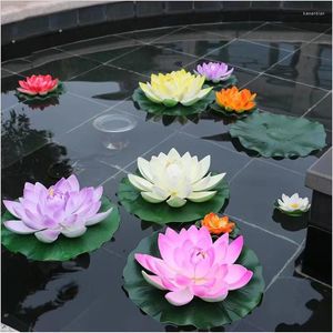 Flores decorativas Decoração de jardim de lótus flutuante Decoração artificial para tanque de piscina de casamento Plantas de verão de verão