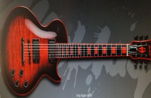 Sällsynt quiltad lönntoppröd fönster burst elektrisk gitarr ebenholts fingerplatta röd kropp hals huvudstock bindande EMG pickups svart8538457