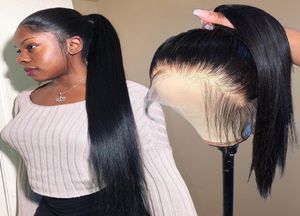360 perucas de cabelo humano frontal de renda pré -pcked for Black Women Short curto brasileiro Front HD Long Remy Wig Full Lace Ponytail9815347