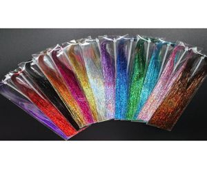 Tigofly 13 paket 13 färger 03mm holografisk flashabou glittrande glitter glittrande kristall blixt öring rörfluga bindningsmaterial 22036540562