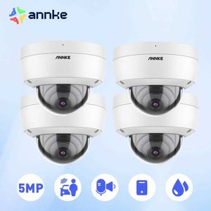 IP Cameras ANNKE 4PCS C500 Dome 5MP Outdoor IK10 Vandal-Proof POE Security Cameras With Audio in POE Surveillance Cameras TF Card Support 24413