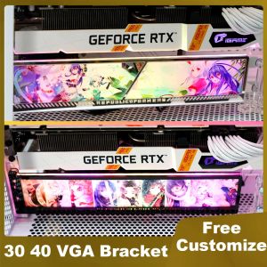 Cooling RTX 3090 4090 RGB VGA Holder,MOD 4080 4090 Anime GPU Bracket,Customized PC Gaming Cabinet Decorative Lighting Panel AURA SYNC