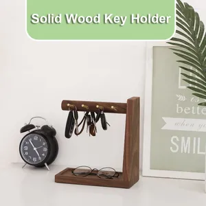 Decorative Plates Home Porch Walnut Beech Key Rack Hooks Wooden Jewelry Holder Storage Organizer Creative Desktop Ornaments Decoration