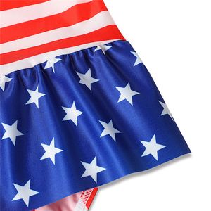 America Flag Swimsuit Flouncing Lace Swimwear Baby Girl One-piece Swimsuit (6T, 6-8 Years Old)