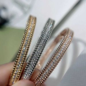 Designer High Version Van smal utgåva Beaded Edge Full Diamond Armband Sky Star One Row Non Fading Rose Gold