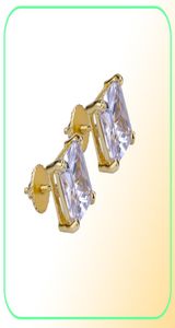 Mens Hip Hop Stud Earrings Jewelry High Quality Fashion Gold Silver Square Simulated Diamond Earring 6mm6535340