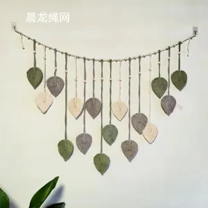 Wandteppiche Makrame Wand Hanging Wandteppichkunst Dekor Anhänger gewebte Boho Blatt Quasten Clip Po