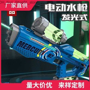 Sand Play Water Fun Childrens New Electric Continuous Firing Space Water Gun With Light stor kapacitet Vattenpistol utomhusstrand Toy Q240413