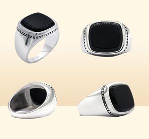 925 Sterling Silver Black Signet Ring for Men Square Agate Aqeeq Rings Turkish Men039S Fashion Jewelry Wedding Jubileum Gift5061584