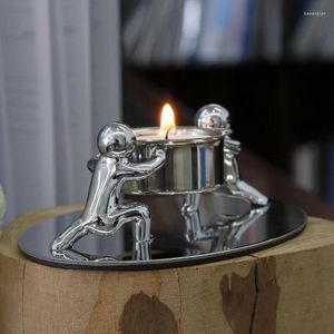 Kerzenhalter kreatives modisches Edelstahlmaterial Doppelte kleine humanoide Haushaltdekorationen