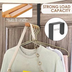 Ganchos de madeira dobrável sobre a porta Organizador caseiro Rack Rack Coat Hapter Hanger Acessórios para o banheiro suspenso pendurado