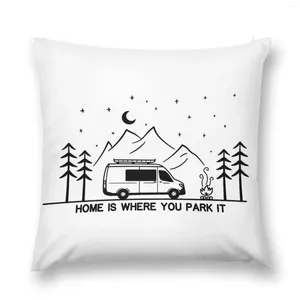 Pillow Home Is Where You Park It | Vanlife Campervan Camping Outdoors RV Throw Christmas Covers