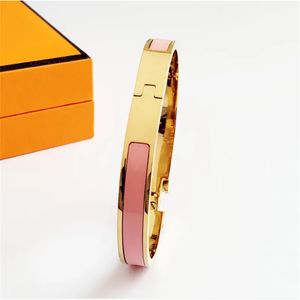 Luxury bracelet designer Classic 8mm Wide Gold Bracelet jewelry Colour enamel designer for women Cuff Bangle 316L Titanium Steel brand gift