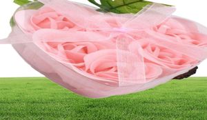 12 kutu 6pcs Pembe Dekoratif Gül Tomurcuk Tomurcuk Sabun Çiçek Düğün Kalp şekilli kutuda 3841280