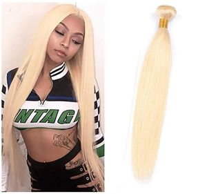 Brasilianer Virgin Hair One Bündel Doppel -Schuss 613 Blonde Farbe Silky gerade helle Farbe 1 Stück Haarextensions6959774