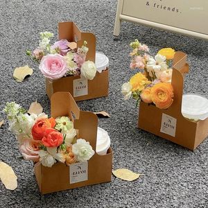 Geschenkverpackung tragbarer Blumenverpackungsbox Hochzeit Dekoration Tasche Handtasche Kaffee Kuchen Dessert DIY Bouquet