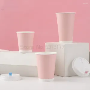 Disposable Cups Straws 100pcs Net Red Pink/blue 14oz/16oz 400ml Milk Tea Coffee Juice Drinks Paper Wedding Birthday Party Cup