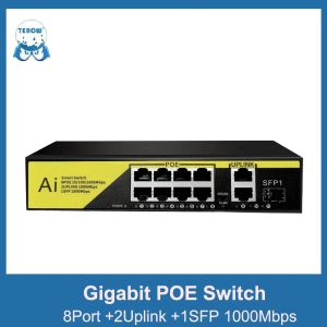 Switches Switch POE Gigabit Terow Link 08G21GB 11 port 100/1000Mbps Fast Ethernet POE Switch with VLAN Power Supply for Camera