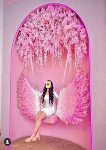 Forniture per feste Grand Decorazioni di altalene creative personalizzate grandi ali di angelo di piume rosa carine pografia tiro oggetti di scena22266142