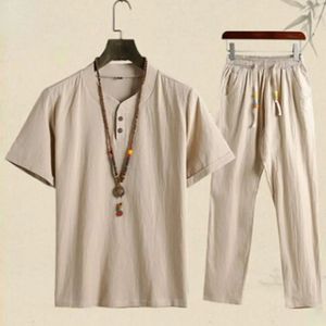 Camisetas de moda de verão as calças de algodão e linho de linho