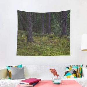 Tapisserier Deep Dark Green Forest i Lettland Tapestry Estetic Room Decor Korean Nordic Home