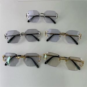 Óculos de sol Buff As cores da lente Pochromic mudou em sol de cristal claro para escuro Diamond Cut Lens sem armação de metal outdo1170725