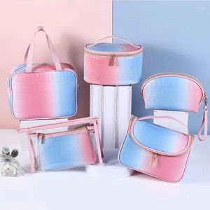Cosmetic Bags Women's Travel Tote Bag Large Gradient Color Makeup Organizer Pencil Case Waterproof Toilet Pouches