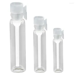 Garrafas de armazenamento 100pcs 3ml mini frascos de amostra de vidro vazia com tampa de barra de barra de plástico para gota de óleo essencial