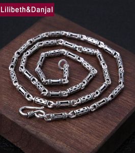 4mm Kalın Kolye Uzun 100 925 STERLING Gümüş Erkekler Kadın Openwork Bambu Zincir Arkadaş Kolye Kolye Takı 2020 N0107465144