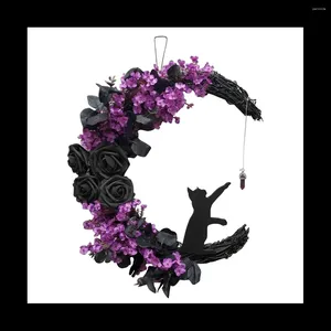 Party Decoration Crescent Garland Halloween Simulation Plant Rattan Decorative For Gift Black