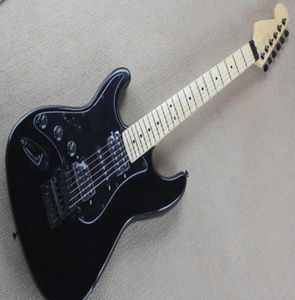 Özel Sol Sol St Elektrikli Gitar Akçaağaç Neck Floyd Rose Tremolo Köprü Kilitleme Nut HSH Pikaplar Black Pickguard Blac2878603