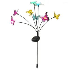 Butterfly Outdoor Decor Solar Powered Firefly Lights Stakes Multifunctional Swaying Garden
