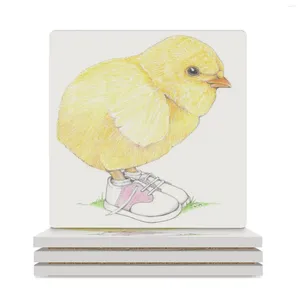 Table Mats Chick In Baby Saddle Shoes Ceramic Coasters (Square) For Drinks Set Tea Cup Holder Cute