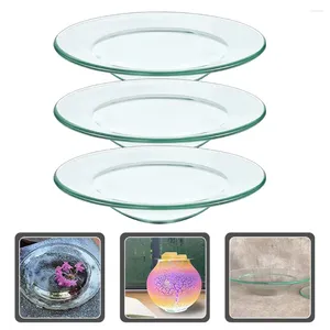 Candle Holders 3 Pcs Glass Oil Burner Dish Aroma Warmer Tray Scented Wax Melt Trays Pan Heaters Replacement Bowl Plate