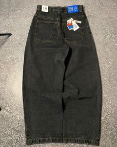 Y2K Big Boy Jeans Mulheres Harajuku Hip Hop Cartoon Graphic Bordado Baggy Pants Alta cintura de rua larga da perna 240403