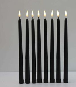 8 Pieces Black Flameless Flickering Light Battery Operated LED Christmas Votive Candles28 cm Long Fake Candlesticks For Wedding H7226249